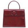 カルティエ Cartier ハッピー バースデー L1000247 ボルドー レザー ハンドバッグ シルバー金具 赤 ドゥーブルC ロゴ 総柄