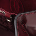 カルティエ Cartier ハッピー バースデー L1000247 ボルドー レザー ハンドバッグ シルバー金具 赤 ドゥーブルC ロゴ 総柄
