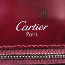 カルティエ Cartier ハッピー バースデー L1000247 ボルドー レザー ハンドバッグ シルバー金具 赤 ドゥーブルC ロゴ 総柄