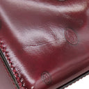 カルティエ Cartier ハッピー バースデー L1000247 ボルドー レザー ハンドバッグ シルバー金具 赤 ドゥーブルC ロゴ 総柄