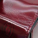 カルティエ Cartier ハッピー バースデー L1000247 ボルドー レザー ハンドバッグ シルバー金具 赤 ドゥーブルC ロゴ 総柄