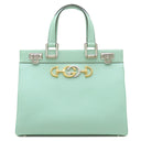 グッチ GUCCI ズゥミ スモール トップハンドルバッグ 569712 ミント レザー 2WAYバッグ シルバー金具 インターロッキングG ホースビット