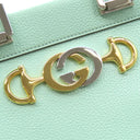 グッチ GUCCI ズゥミ スモール トップハンドルバッグ 569712 ミント レザー 2WAYバッグ シルバー金具 インターロッキングG ホースビット