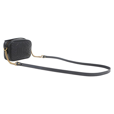 グッチ GUCCI GGマーモント ミニ カメラバッグ 448065 ブラック レザー ショルダーバッグ ゴールド金具 黒 チェーンショルダー