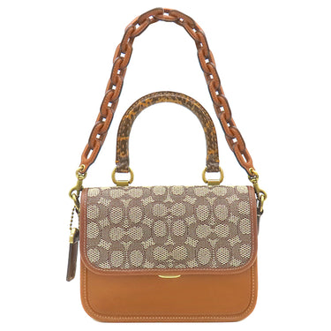 コーチ COACH ローグ トップハンドル シグネチャー ブラウン レザー ジャカード 天然スネークスキン 2WAYバッグ ゴールド金具 スネークスキン ジャカード