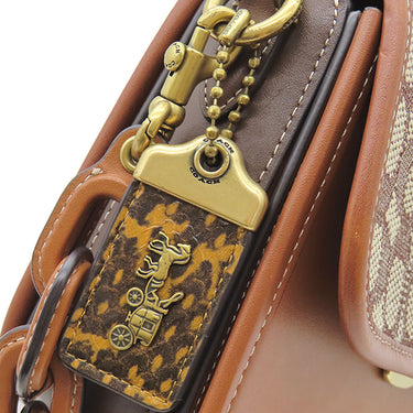 コーチ COACH ローグ トップハンドル シグネチャー ブラウン レザー ジャカード 天然スネークスキン 2WAYバッグ ゴールド金具 スネークスキン ジャカード