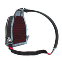 クリスチャンルブタン Christian Louboutin ルビファンク ブルー レザー ラバー ボディバッグ シルバー金具 ブルーグレー 赤 ロゴ スパイクスタッズ グラフィック