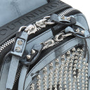 クリスチャンルブタン Christian Louboutin ルビファンク ブルー レザー ラバー ボディバッグ シルバー金具 ブルーグレー 赤 ロゴ スパイクスタッズ グラフィック