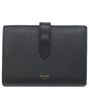 セリーヌ CELINE ミディアム ストラップウォレット 10B643 ブラック レザー 二つ折り財布 ゴールド金具 黒 ロゴ コンパクトウォレット