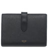セリーヌ CELINE ミディアム ストラップウォレット 10B643 ブラック レザー 二つ折り財布 ゴールド金具 黒 ロゴ コンパクトウォレット