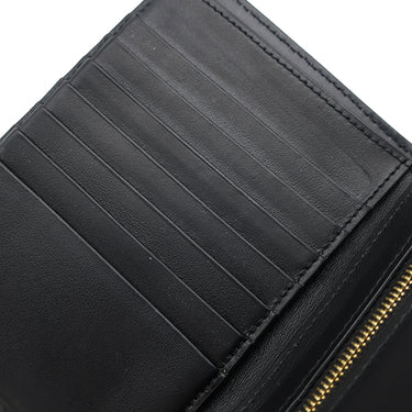 セリーヌ CELINE ミディアム ストラップウォレット 10B643 ブラック レザー 二つ折り財布 ゴールド金具 黒 ロゴ コンパクトウォレット