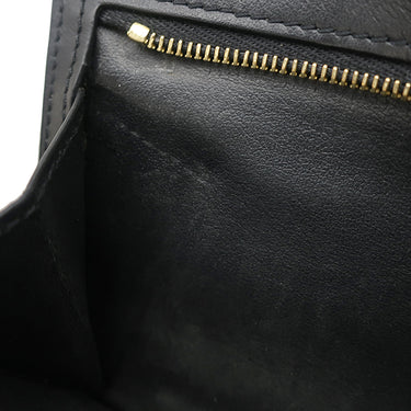 セリーヌ CELINE ミディアム ストラップウォレット 10B643 ブラック レザー 二つ折り財布 ゴールド金具 黒 ロゴ コンパクトウォレット