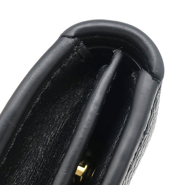 セリーヌ CELINE ミディアム ストラップウォレット 10B643 ブラック レザー 二つ折り財布 ゴールド金具 黒 ロゴ コンパクトウォレット