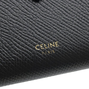 セリーヌ CELINE ミディアム ストラップウォレット 10B643 ブラック レザー 二つ折り財布 ゴールド金具 黒 ロゴ コンパクトウォレット