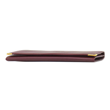 カルティエ Cartier マスト ドゥ カルティエ ボルドー レザー 長財布 ゴールド金具 赤 二つ折り 小銭入れ