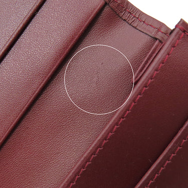 カルティエ Cartier マスト ドゥ カルティエ ボルドー レザー 長財布 ゴールド金具 赤 二つ折り 小銭入れ