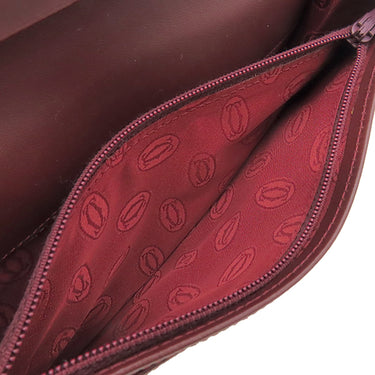 カルティエ Cartier マスト ドゥ カルティエ ボルドー レザー 長財布 ゴールド金具 赤 二つ折り 小銭入れ