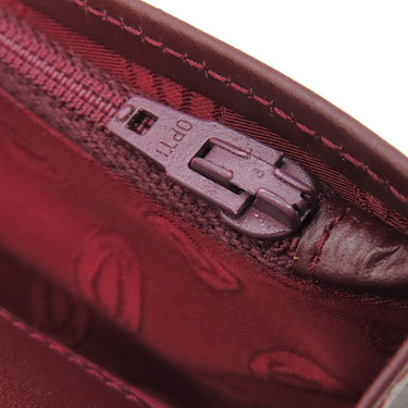 カルティエ Cartier マスト ドゥ カルティエ ボルドー レザー 長財布 ゴールド金具 赤 二つ折り 小銭入れ