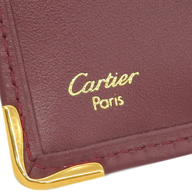 カルティエ Cartier マスト ドゥ カルティエ ボルドー レザー 長財布 ゴールド金具 赤 二つ折り 小銭入れ