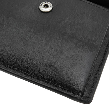 バレンシアガ BALENCIAGA MONACO BBロゴ コンパクト ウォレット ブラック レザー 二つ折り財布 シルバー金具 黒 小銭入れ