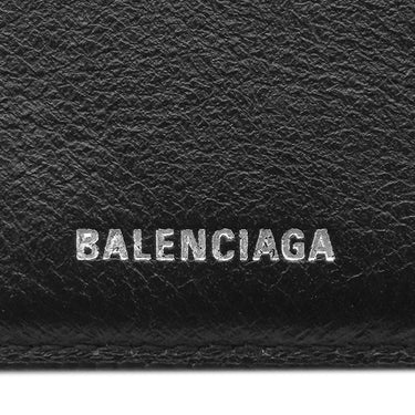 バレンシアガ BALENCIAGA MONACO BBロゴ コンパクト ウォレット ブラック レザー 二つ折り財布 シルバー金具 黒 小銭入れ