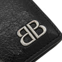 バレンシアガ BALENCIAGA MONACO BBロゴ コンパクト ウォレット ブラック レザー 二つ折り財布 シルバー金具 黒 小銭入れ
