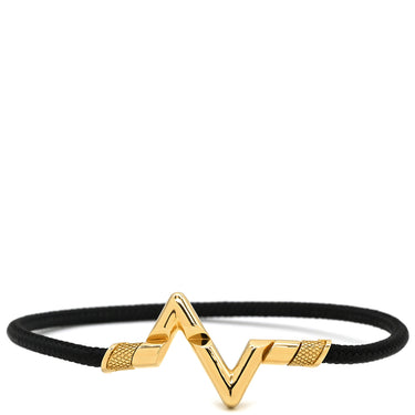 ルイヴィトン LOUIS VUITTON プレイ ヴォルト アップサイドダウン Q05413 ブラック×イエローゴールド K18YG ブラックコード 15 ブレスレット 18K 750 YG 黒コード
