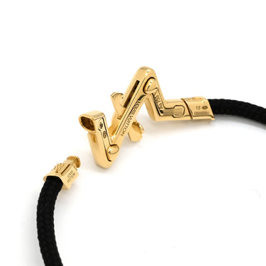 ルイヴィトン LOUIS VUITTON プレイ ヴォルト アップサイドダウン Q05413 ブラック×イエローゴールド K18YG ブラックコード 15 ブレスレット 18K 750 YG 黒コード