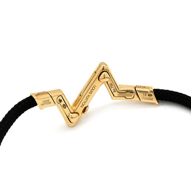 ルイヴィトン LOUIS VUITTON プレイ ヴォルト アップサイドダウン Q05413 ブラック×イエローゴールド K18YG ブラックコード 15 ブレスレット 18K 750 YG 黒コード