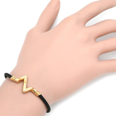 ルイヴィトン LOUIS VUITTON プレイ ヴォルト アップサイドダウン Q05413 ブラック×イエローゴールド K18YG ブラックコード 15 ブレスレット 18K 750 YG 黒コード