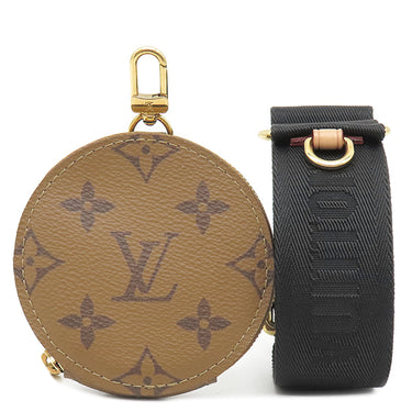 ルイヴィトン Louis Vuitton モノグラムリバース ショルダー J02522 ブラック キャンバス モノグラムリバースキャンバス ショルダーストラップ ゴールド金具 コインケース付