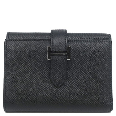 エルメス HERMES ベアン コンビネ ブラック ヴォーエプソン 三つ折り財布 ブラック金具 ソーブラック モノクローム
