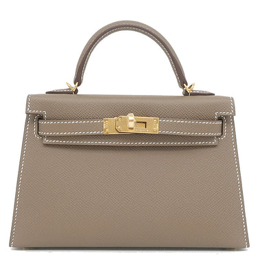 エルメス HERMES ミニケリードゥ 外縫い エトゥープ ヴォーエプソン 2WAYバッグ ゴールド金具 新品 未使用 ショルダー 2026年製