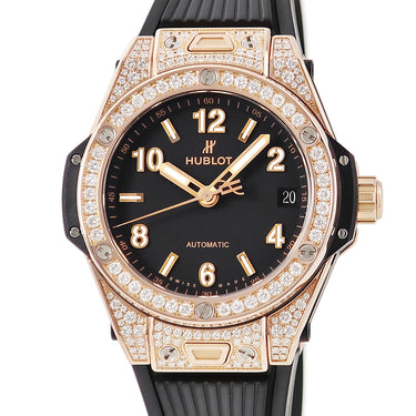 腕時計 ウブロ HUBLOT ビッグバン ワンクリック キングゴールド パヴェ 465.OX.1180.RX.1604 自動巻き メンズ 純正ダイヤ ブラック