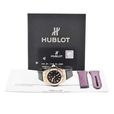 腕時計 ウブロ HUBLOT ビッグバン ワンクリック キングゴールド パヴェ 465.OX.1180.RX.1604 自動巻き メンズ 純正ダイヤ ブラック