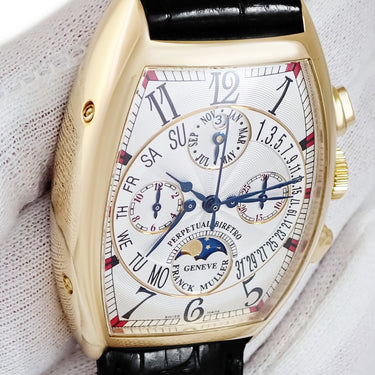 腕時計 フランクミュラー FRANCK MULLER トノウカーベックス ビーレトログラード パーペチュアル 7850CCQPB 自動巻き メンズ OH済 K18YG無垢