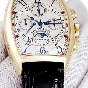腕時計 フランクミュラー FRANCK MULLER トノウカーベックス ビーレトログラード パーペチュアル 7850CCQPB 自動巻き メンズ OH済 K18YG無垢