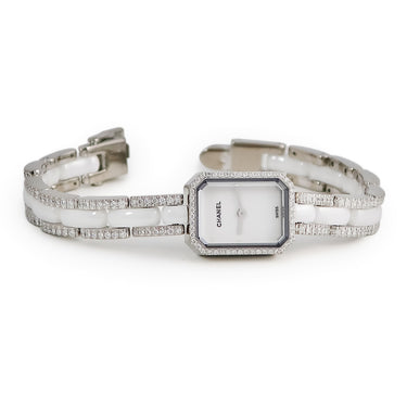 腕時計 シャネル CHANEL プルミエール H2146 クオーツ レディース K18WG×セラミック コンビ 純正ダイヤ ホワイト 白