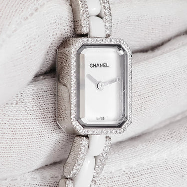腕時計 シャネル CHANEL プルミエール H2146 クオーツ レディース K18WG×セラミック コンビ 純正ダイヤ ホワイト 白