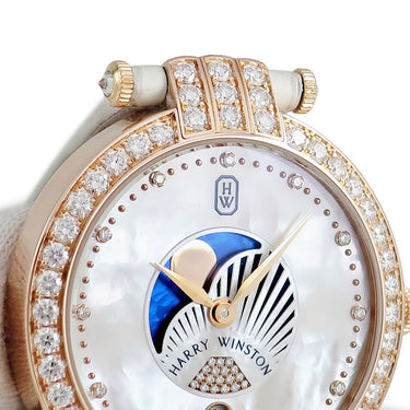 腕時計 ハリーウィンストン Harry Winston プルミエール ムーンフェイズ PRNQMP36RR001 クオーツ レディース K18RG無垢 純正ダイヤ シェル