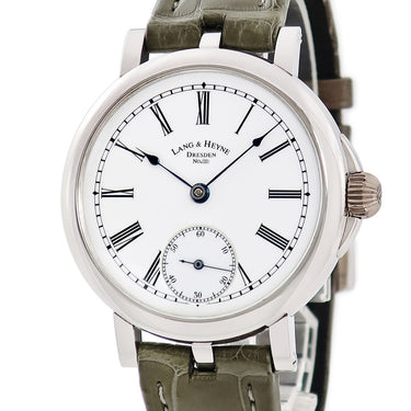腕時計 ラング&ハイネ LANG&HEYNE ケーニヒ ヨハン Konig Johann 手巻き メンズ K18WG無垢 ホワイト 青針 スモールセコンド
