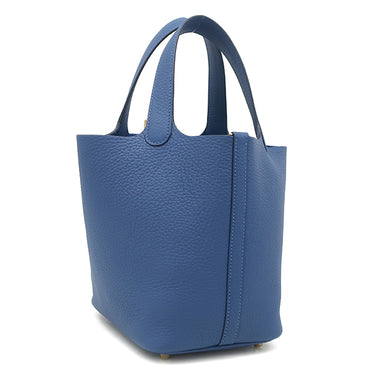 エルメス HERMES ピコタンロック 18 PM ブルータイ トリヨンクレマンス ハンドバッグ シャンパンゴールド金具 新品 未使用 2025年製