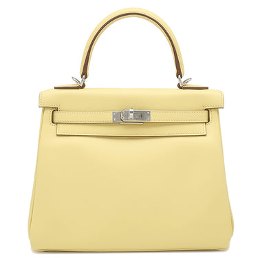 エルメス HERMES ケリー25 内縫い ジョーヌプッサン ヴォースイフト 2WAYバッグ シルバー金具 ショルダー