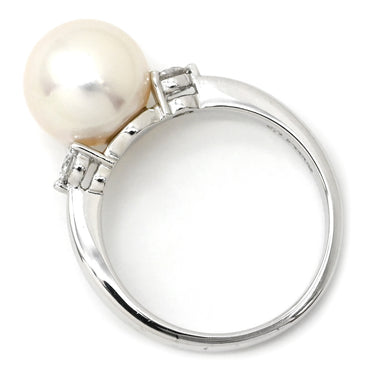 タサキ TASAKI あこやパール ダイヤ パールホワイト×プラチナシルバー Pt900 パール ダイヤモンド リング 指輪 白 TASAKI プラチナ900 9.5号
