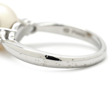 タサキ TASAKI あこやパール ダイヤ パールホワイト×プラチナシルバー Pt900 パール ダイヤモンド リング 指輪 白 TASAKI プラチナ900 9.5号