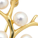 ミキモト MIKIMOTO あこやパール ツリーモチーフ パールホワイト×イエローゴールド K18YG パール ブローチ 12P 真珠 白