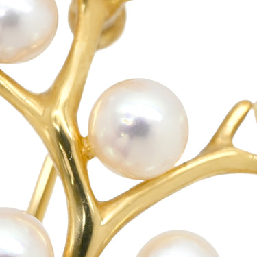 ミキモト MIKIMOTO あこやパール ツリーモチーフ パールホワイト×イエローゴールド K18YG パール ブローチ 12P 真珠 白