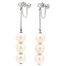 ミキモト MIKIMOTO あこやパール 3連 1Pダイヤ パールホワイト×ホワイトゴールド K14WG パール イヤリング MIKIMOTO 真珠 Au585 14K WG ねじ式 ドロップ スウィング