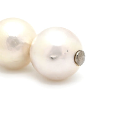 ミキモト MIKIMOTO あこやパール 3連 1Pダイヤ パールホワイト×ホワイトゴールド K14WG パール イヤリング MIKIMOTO 真珠 Au585 14K WG ねじ式 ドロップ スウィング