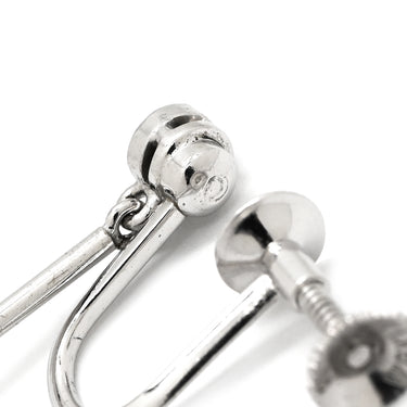 ミキモト MIKIMOTO あこやパール 3連 1Pダイヤ パールホワイト×ホワイトゴールド K14WG パール イヤリング MIKIMOTO 真珠 Au585 14K WG ねじ式 ドロップ スウィング